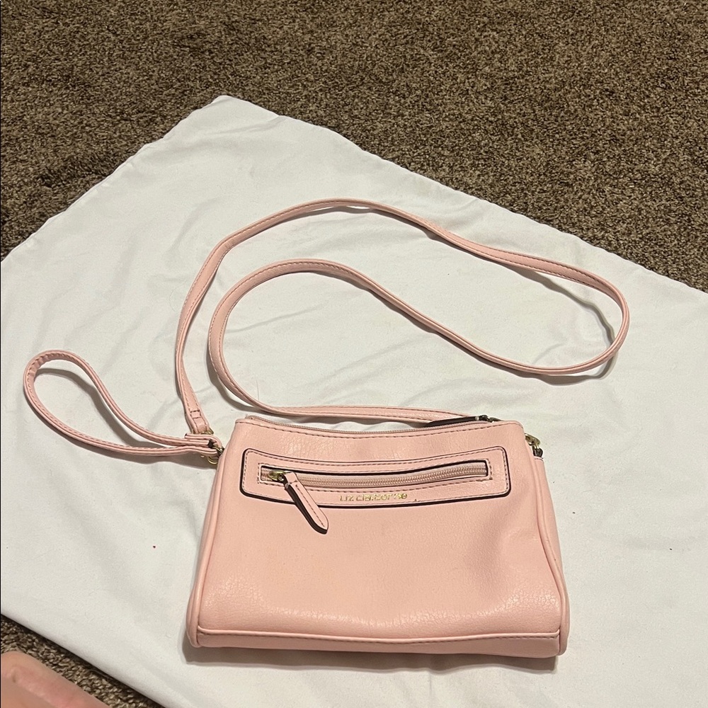 Liz Claiborne pink crossbody with removable strap can be worn as wristlet